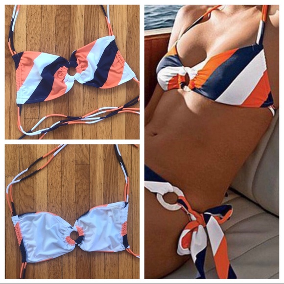 Victoria’s Secret striped O-ring halter bikini top - Picture 4 of 10